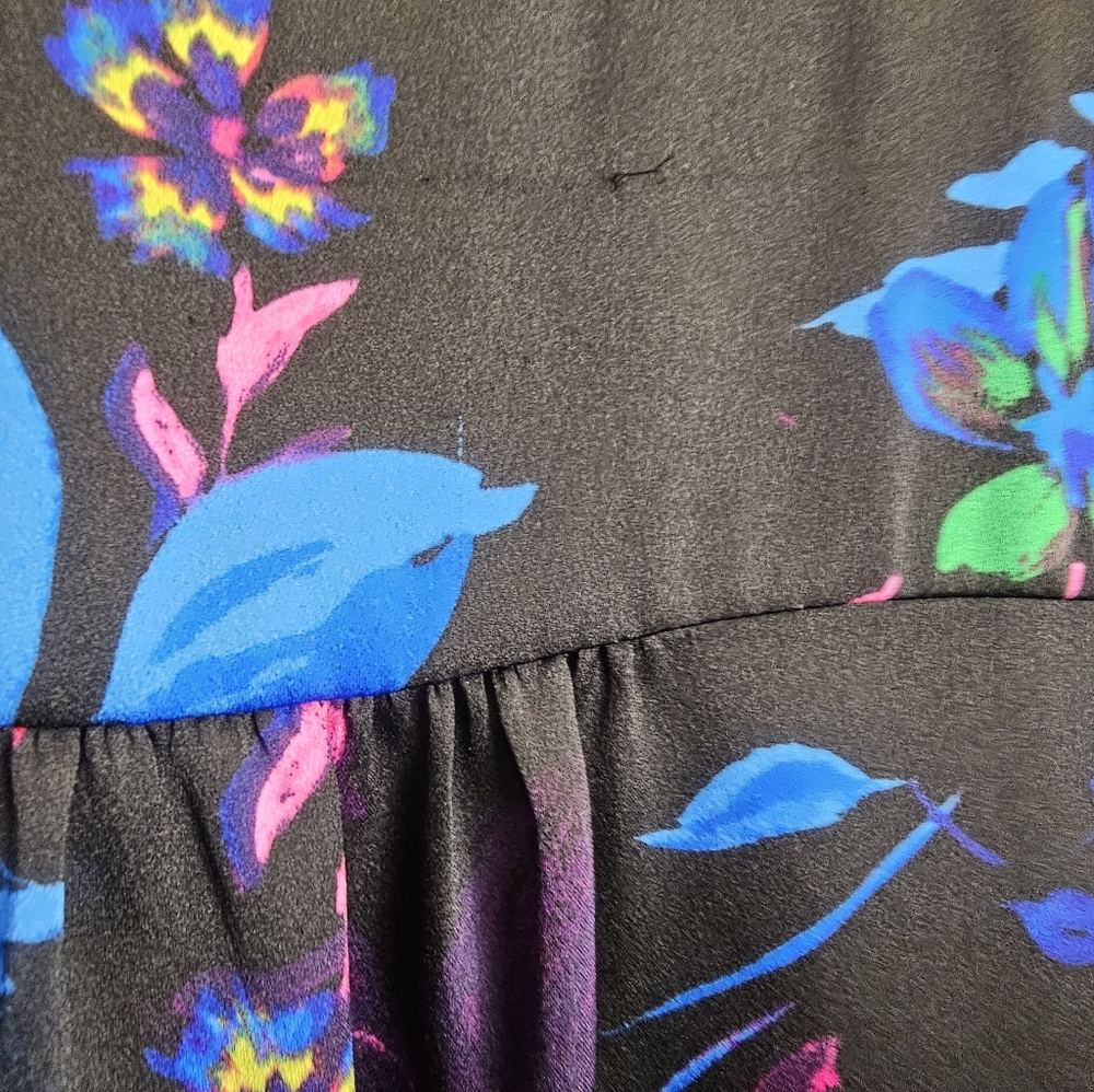 Bar III womens xl floral short sleeve blouse top shirt blue black pink - Picture 6 of 11